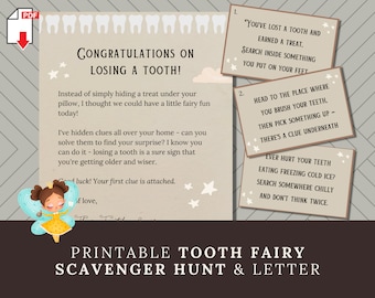Tooth Fairy Scavenger Hunt & Letter: Printable First Tooth Visit (PDF)