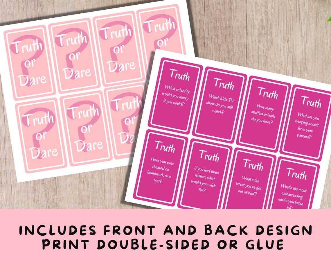 64 Printable Truth or Dare Cards for Teenage Girls and Tweens - Etsy