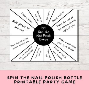 Spin the Nail Polish Bottle, Printable Game for Tween and Teen Girls, Slumber Party Game, Sleepover Activity, 13th Birthday Game, Spa Game
