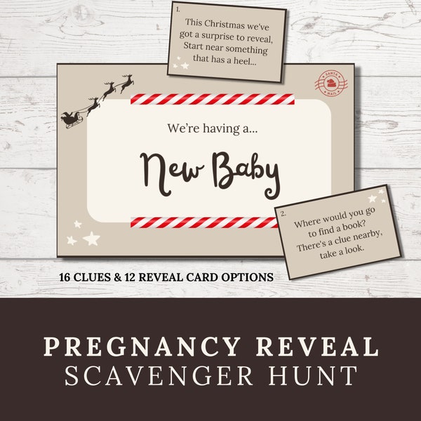 Christmas Pregnancy Announcement Scavenger Hunt, Printable New Baby Reveal for Siblings or Cousins, December Big Brother or Sister Reveal