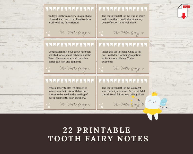Printable Tooth Fairy Notes & Jokes Bundle: First Tooth Letter Kit (PDF ...