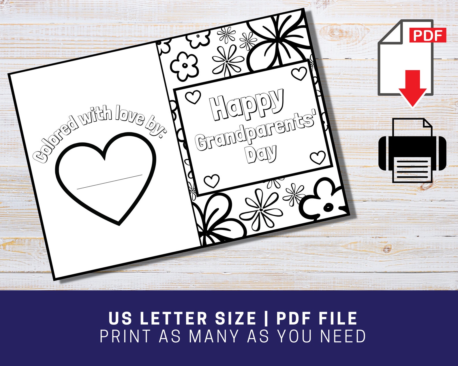 Printable Grandparents Day Color in Card Grandparents Day - Etsy