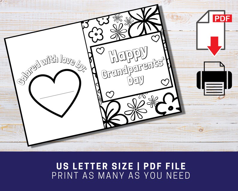 Printable Grandparents Day Color in Card Grandparents Day - Etsy