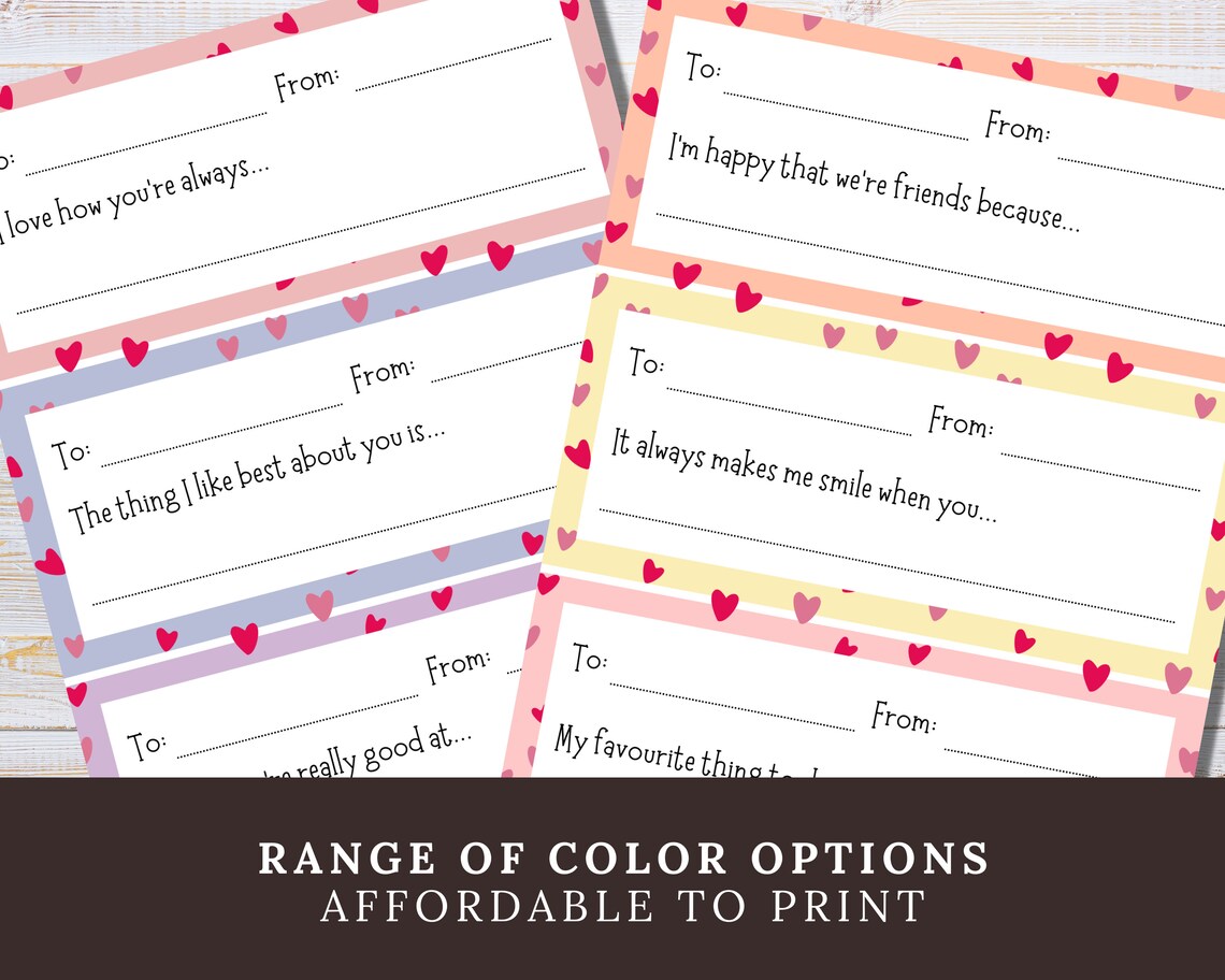 Printable Valentine s Day Notes For Kids Classmates Valentine s Day Class Cards favors Cute