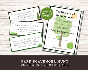 Park Scavenger Hunt Clues: Outdoor Kids Activity (Printable)