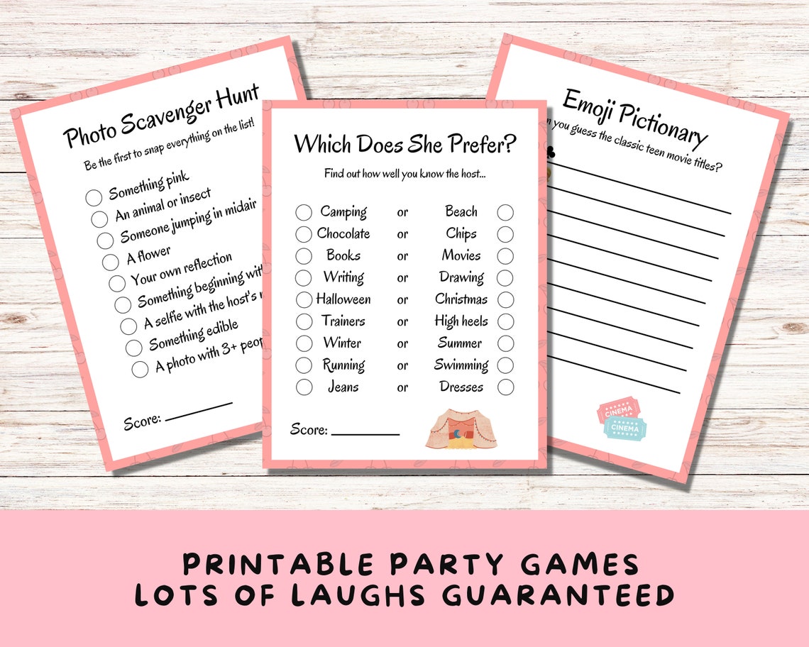 11 Printable Sleepover Party Games for Teenage Girls and Tweens, Sweet 16 Slumber Party Ideas ...