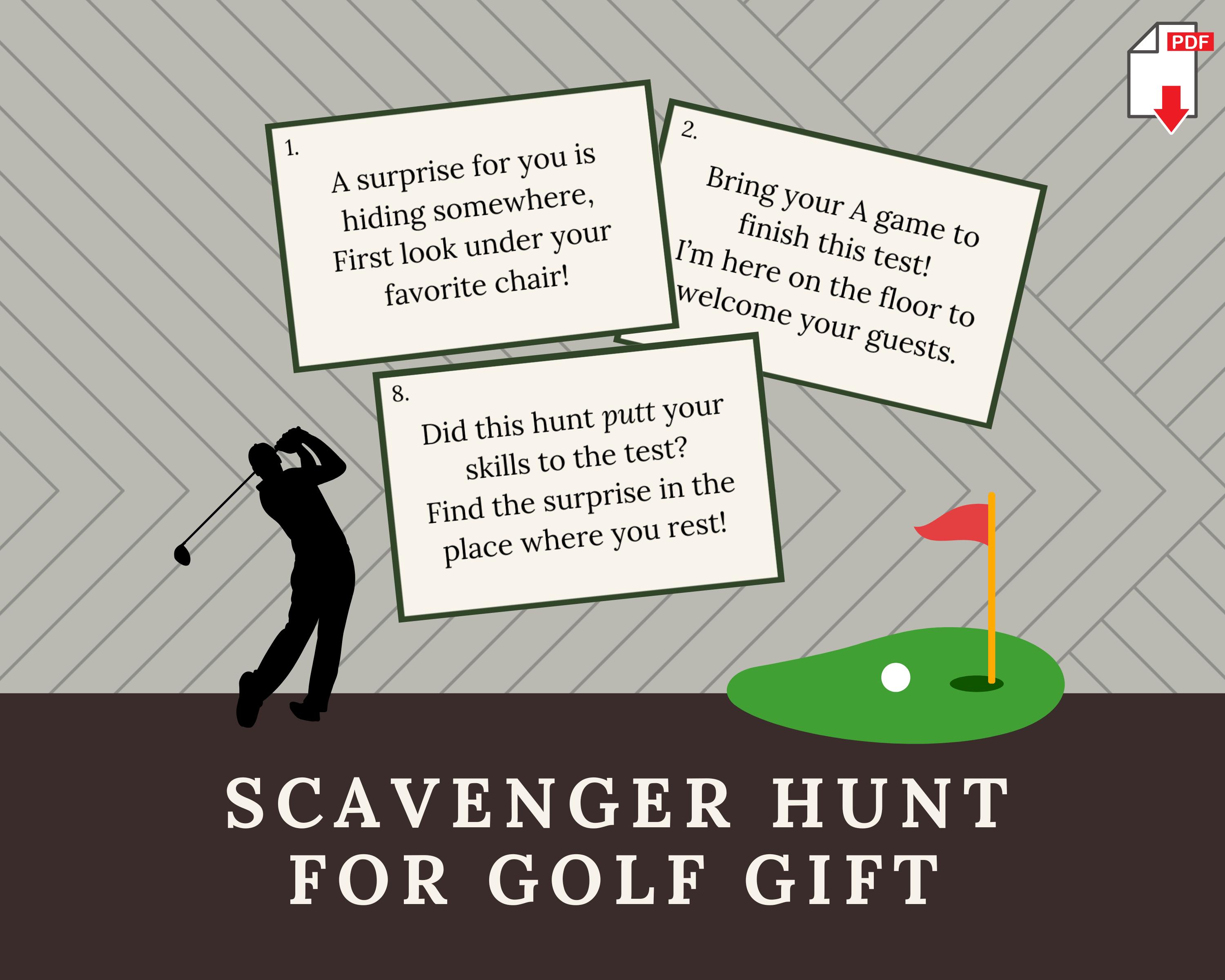 Golf Gift Scavenger Hunt: Printable Clues, Surprise Golf Tickets (PDF)