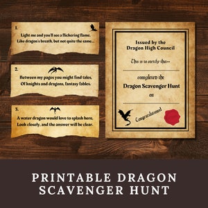 Dragon Scavenger Hunt for Kids: Medieval Birthday Party Game (Printable PDF)