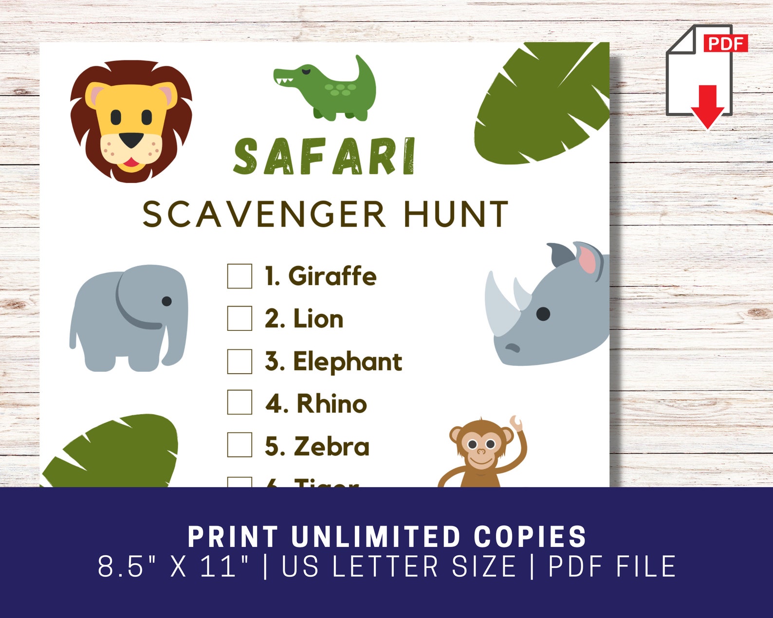 Safari Scavenger Hunt Printable, Safari Party Game/activity, Safari Party Printable, Animal ...