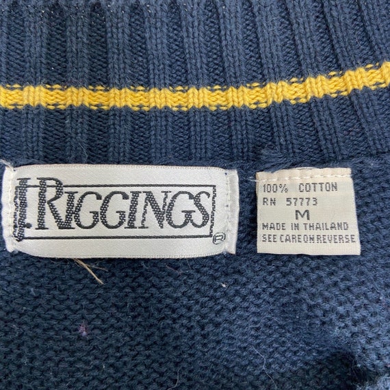 Vtg J. Riggings V Neck Sweater Blue 100% Cotton M… - image 3