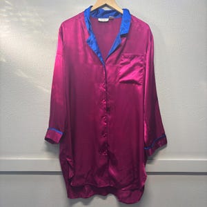 Vtg 90s Victoria&#39;s Secret Women&#39;s Large Purple Blue Pajama Top
