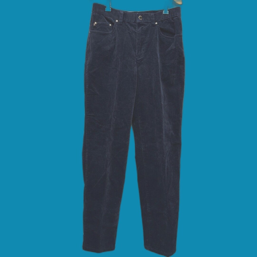 VTG Lauren Jean Co. Navy Blue Corduroy Pants Women's Sz 6 W/ Gold ...