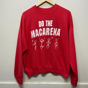 VTG 90&#39;s Y2K Do The Macarena Red Pullover Long Sleeve Sweater Sz L