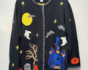 Quaker Factory - Cardigan en tricot - Pull boutonné - Maison hantée Halloween 1 XL