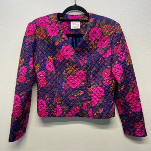 VTG LANZ Floral Quilted Blazer Women&#39;s sz 16