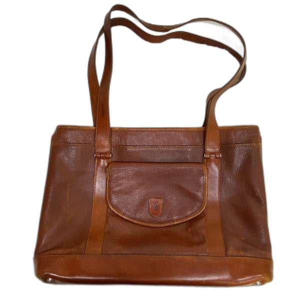 Hartmann Vintage Brown Leather Business Shoulder Tote Bag