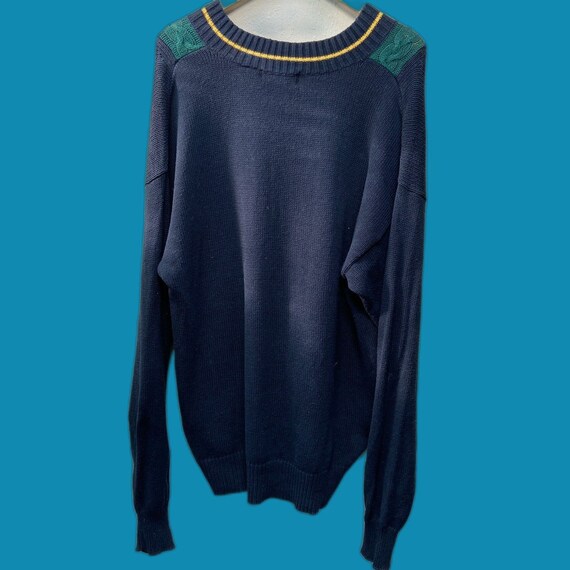 Vtg J. Riggings V Neck Sweater Blue 100% Cotton M… - image 2