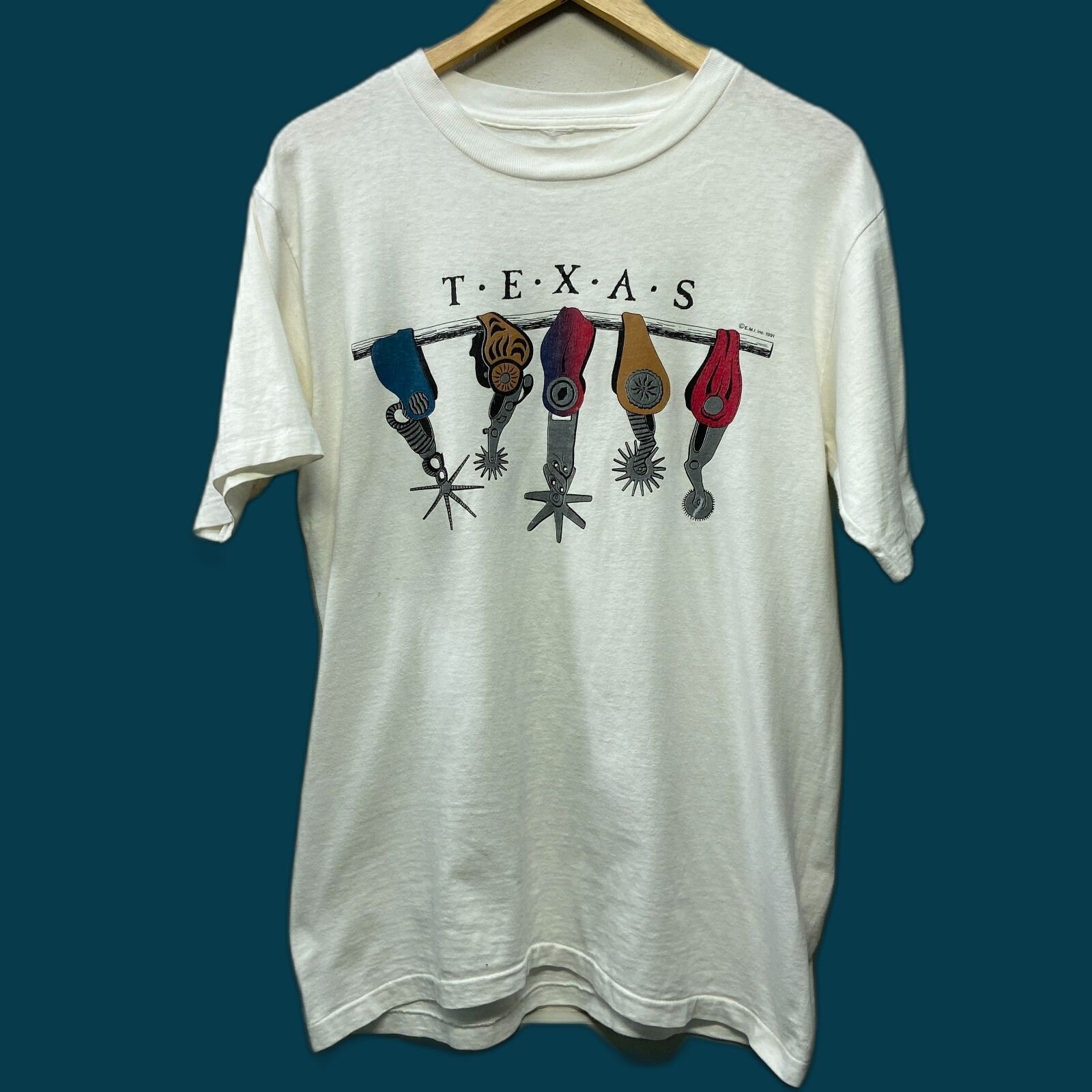 ヴィンテージ 90年代 テキサス スパーズ シングルステッチ ホワイト ユニセックス Tシャツ 寸法を見る