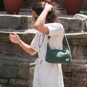 Eco-friendly shoulder Bag Hemp Shoulder Bag Natural Purse Handbag image 3