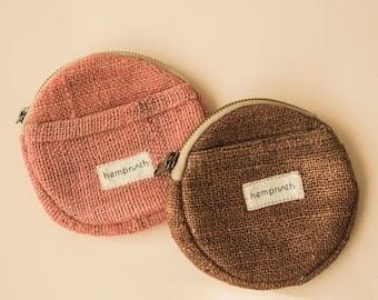 Handmade Hemp Coin Purse: Vegan Small Pouch, Ethical Gift