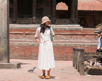 Natural Hemp wrap dress | simple summer dress with pockets