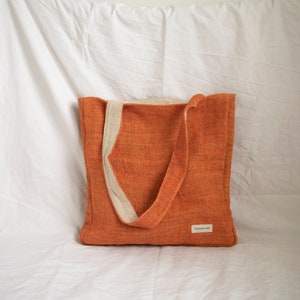 Orange hemp tote bag