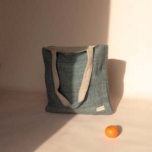 Light Blue hemp tote bag complementing various outfits and sustainable lifestyles