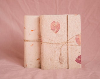 Handmade A5 Blank Journal | Vegan, Recycled Floral petals notebook