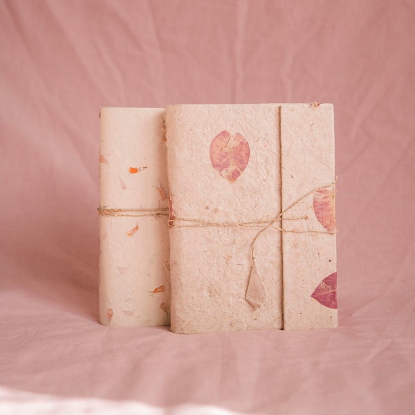 Handmade A5 Blank Journal | Vegan, Recycled Floral petals notebook