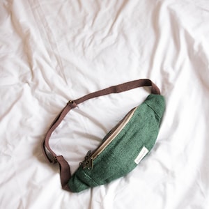 Eco-Friendly Hemp Fanny Pack, Hemp Waist Bag, Festival Fanny Pack, Hippie Boho Bum Bag Hemp Rave Bag Green