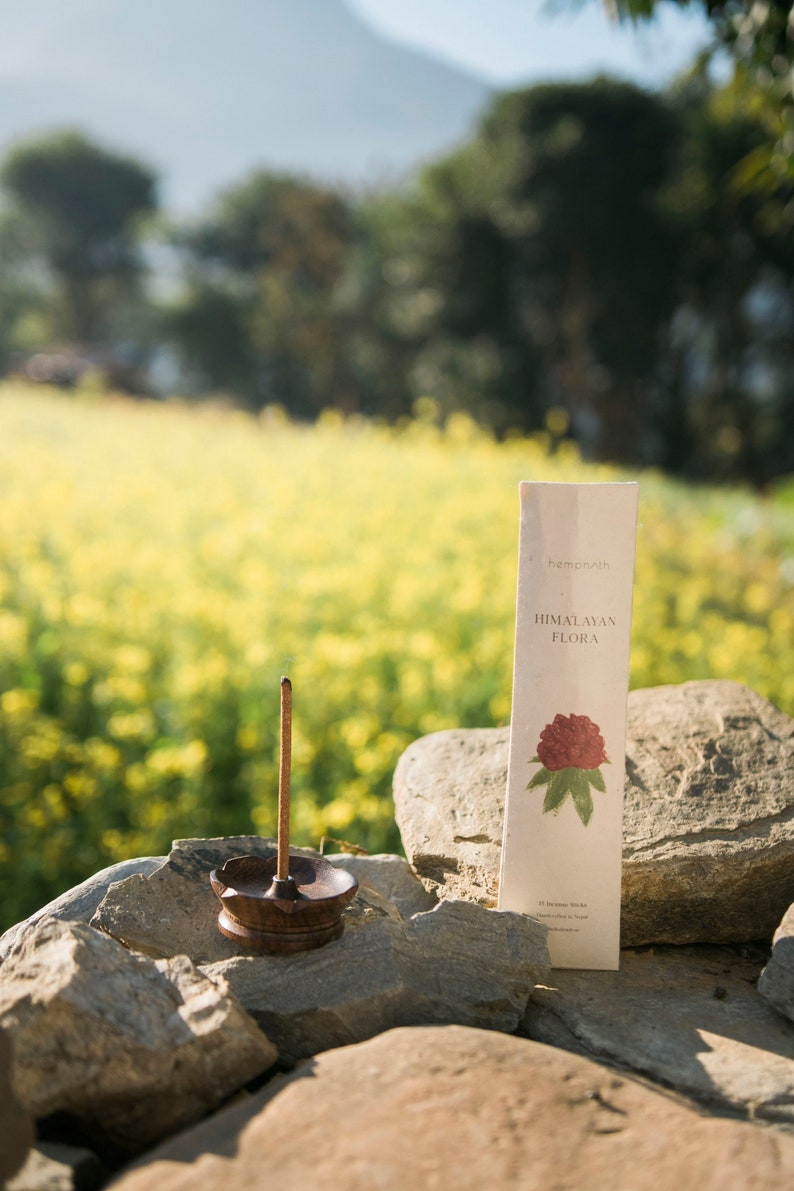 Natural rhododendron incense sticks in eco-friendly packaging, offering a toxin-free, earthy floral scent for meditation, yoga, and relaxation