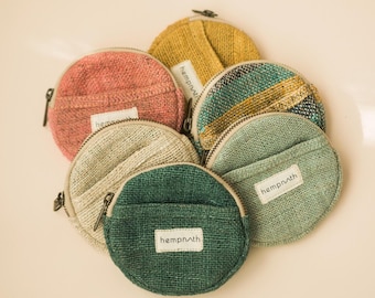 Eco-Friendly Hemp Coin Purse: Handmade Vegan Mini Wallet