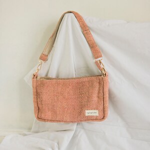 Eco-friendly shoulder Bag Hemp Shoulder Bag Natural Purse Handbag Pink