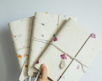 Handmade A5 Blank Journal | Vegan, Recycled Floral petals notebook