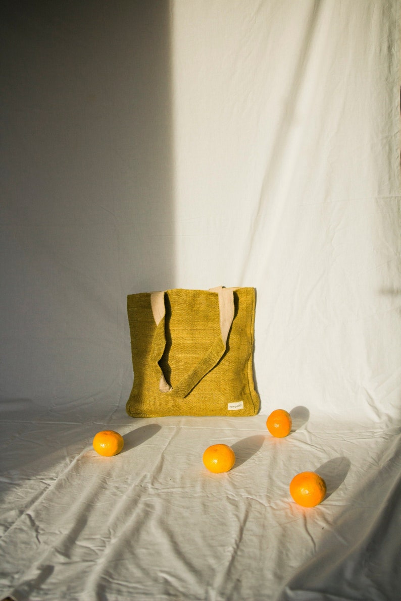 Eco-friendly tote bag made from pure hemp and cotton in Mustard