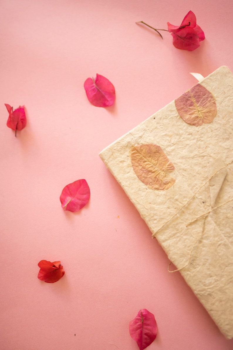 Handmade A5 Blank Journal Vegan, Recycled Floral petals notebook image 5