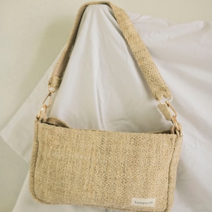 Eco-friendly shoulder Bag Hemp Shoulder Bag Natural Purse Handbag Natural White