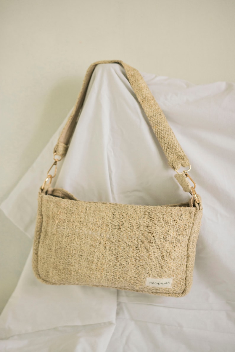 Eco-friendly shoulder Bag Hemp Shoulder Bag Natural Purse Handbag Natural White