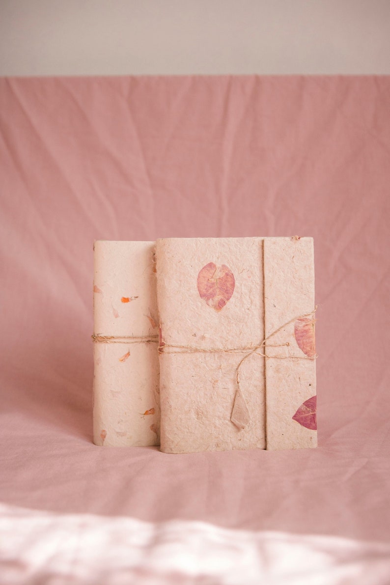 Handmade A5 Blank Journal Vegan, Recycled Floral petals notebook image 1
