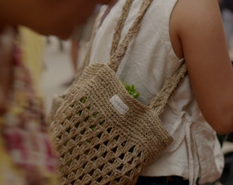 Eco-Friendly Handmade Market Bag, Zero Waste Grocery Bag, Boho Market Tote Bag| Hemp Net Bag