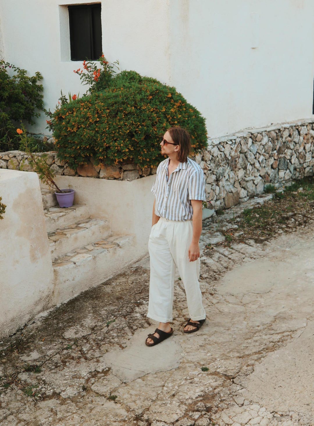 Pantaloni da uomo ecologici – Pantaloni estivi con coulisse in