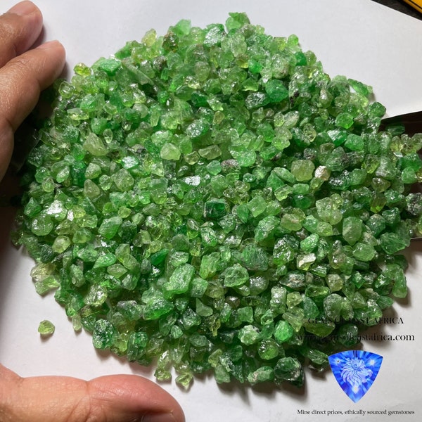 per stone- Tsavorite Garnet Lot. Tanzania. Cab to bead grade, PRICED per stone on a blind pour, by Gems Of East Africa, London UK