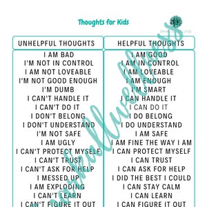 EMDR Unhelpful & Helpful Thoughts Handout