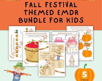 Fall Festival Themed EMDR Worksheet Bundle for Kids
