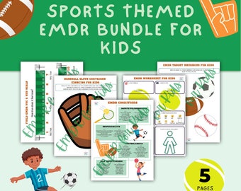 Sports Themed EMDR Worksheet Bundle for Kids