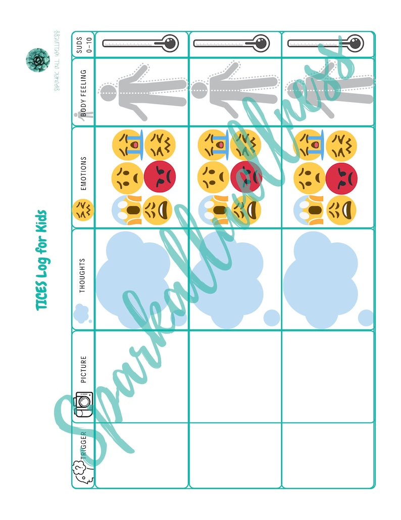EMDR TICES Worksheet for Kids - Etsy