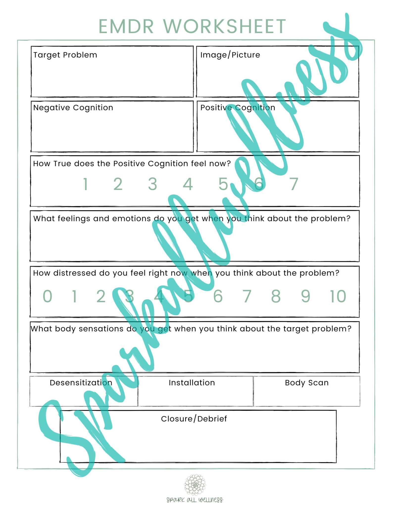 EMDR Worksheet Bundle _ Simple Mint Green adolescent/adult - Etsy