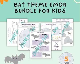 Bat Themed EMDR Worksheet Bundle for Kids