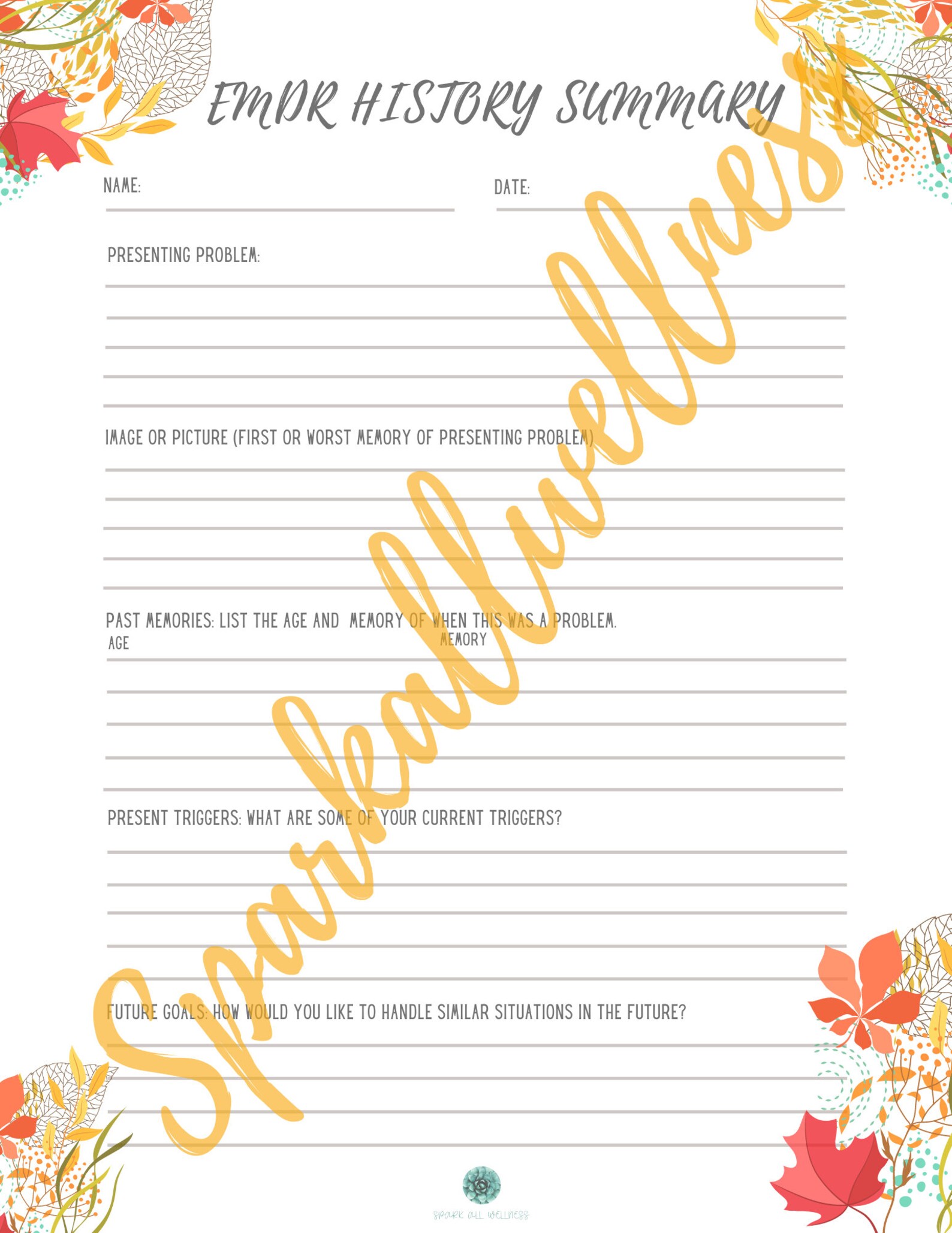 EMDR Fall Theme Worksheet Bundle | Etsy UK