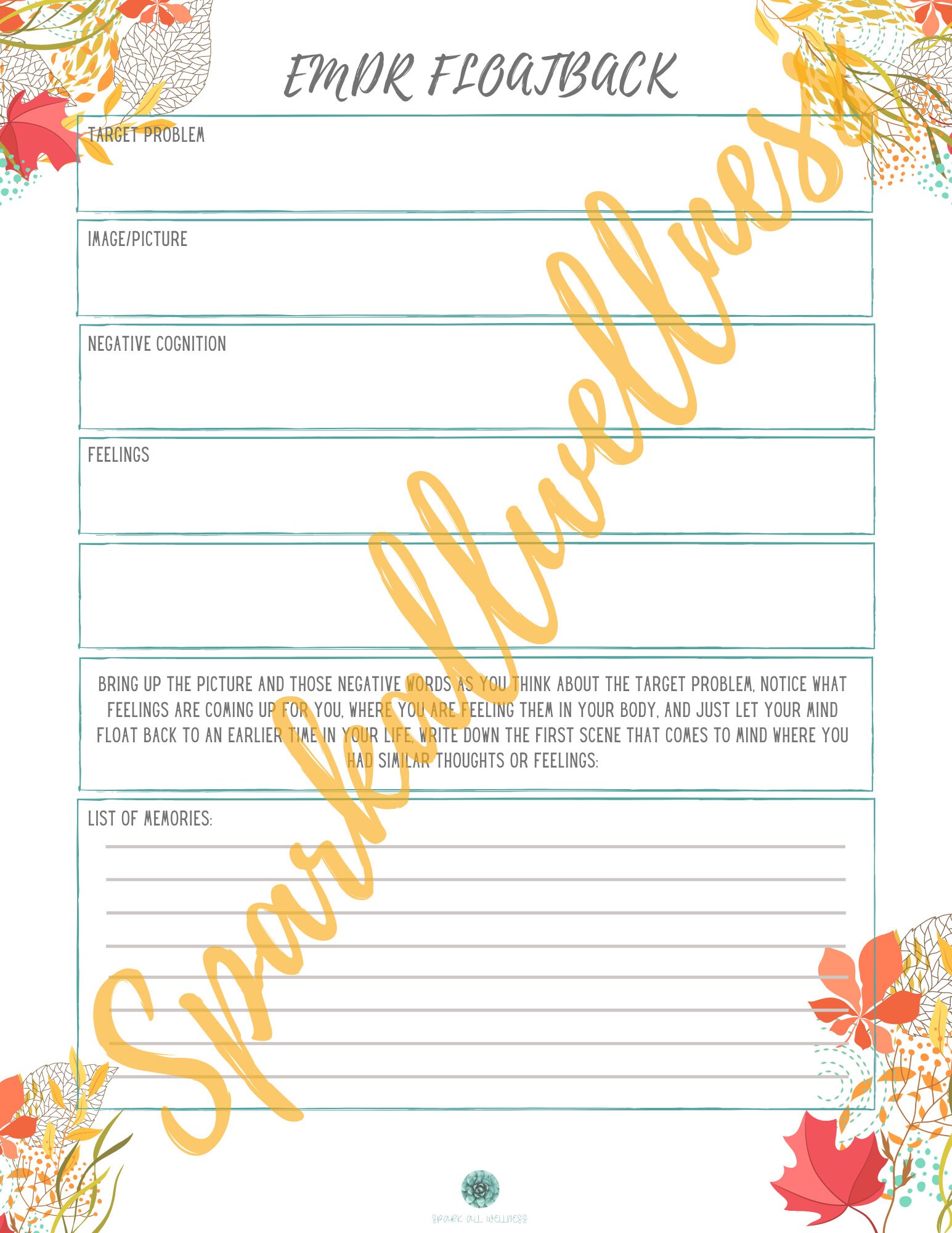 EMDR Fall Theme Worksheet Bundle | Etsy UK